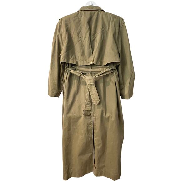 VINTAGE 80s Together! Trench Coat with Leather Under Collar & Trim Sz 10 - Picture 3 of 6